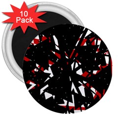 Black, Red And White Chaos 3  Magnets (10 Pack) 