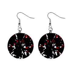 Black, Red And White Chaos Mini Button Earrings by Valentinaart