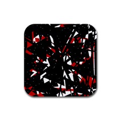 Black, Red And White Chaos Rubber Square Coaster (4 Pack) 