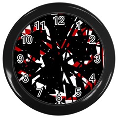 Black, Red And White Chaos Wall Clocks (black)