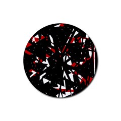 Black, Red And White Chaos Rubber Coaster (round) 