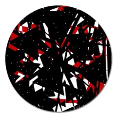 Black, Red And White Chaos Magnet 5  (round)