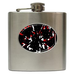 Black, Red And White Chaos Hip Flask (6 Oz) by Valentinaart