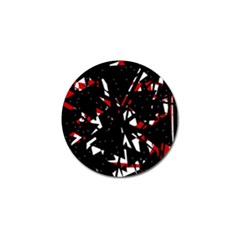 Black, Red And White Chaos Golf Ball Marker by Valentinaart