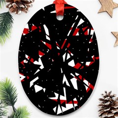 Black, Red And White Chaos Oval Ornament (two Sides)