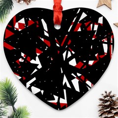 Black, Red And White Chaos Heart Ornament (2 Sides)