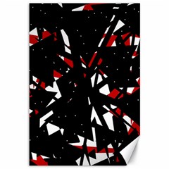 Black, Red And White Chaos Canvas 12  X 18  