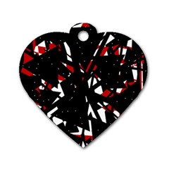 Black, Red And White Chaos Dog Tag Heart (one Side)