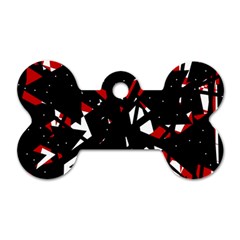 Black, Red And White Chaos Dog Tag Bone (two Sides)