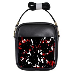 Black, Red And White Chaos Girls Sling Bags by Valentinaart