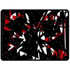 Black, Red And White Chaos Fleece Blanket (large)  by Valentinaart