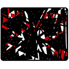 Black, Red And White Chaos Fleece Blanket (medium)  by Valentinaart