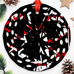 Black, Red And White Chaos Ornament (round Filigree) 