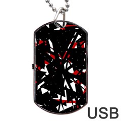 Black, Red And White Chaos Dog Tag Usb Flash (two Sides) 