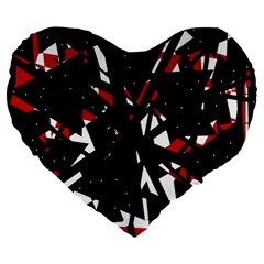 Black, Red And White Chaos Large 19  Premium Heart Shape Cushions