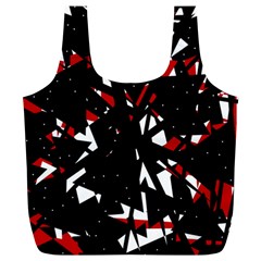 Black, Red And White Chaos Full Print Recycle Bags (l) 