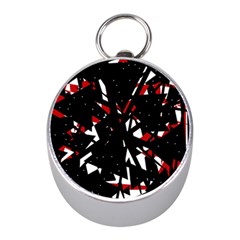 Black, Red And White Chaos Mini Silver Compasses by Valentinaart