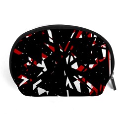 Black, Red And White Chaos Accessory Pouches (large)  by Valentinaart