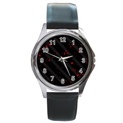 Black And Red Round Metal Watch