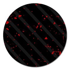 Black And Red Magnet 5  (round)