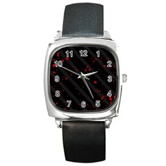 Black And Red Square Metal Watch