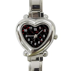 Black And Red Heart Italian Charm Watch by Valentinaart