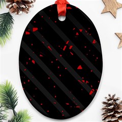 Black And Red Oval Ornament (two Sides)