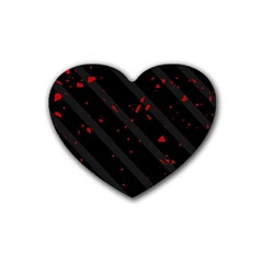 Black And Red Rubber Coaster (heart) 