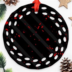 Black And Red Round Filigree Ornament (2side)