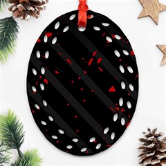 Black And Red Oval Filigree Ornament (2-side)  by Valentinaart