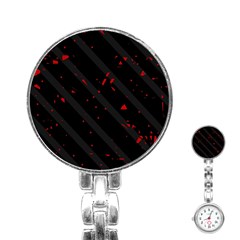 Black And Red Stainless Steel Nurses Watch