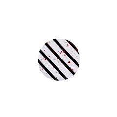 Elegant Black, Red And White Lines 1  Mini Buttons by Valentinaart