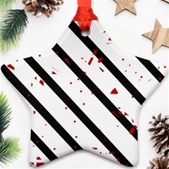 Elegant Black, Red And White Lines Ornament (star) 