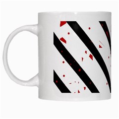 Elegant Black, Red And White Lines White Mugs