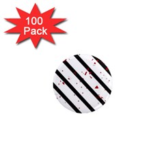 Elegant Black, Red And White Lines 1  Mini Magnets (100 Pack) 