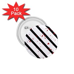 Elegant Black, Red And White Lines 1 75  Buttons (10 Pack)