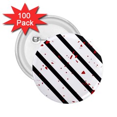 Elegant Black, Red And White Lines 2 25  Buttons (100 Pack) 