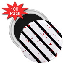 Elegant Black, Red And White Lines 2 25  Magnets (100 Pack) 