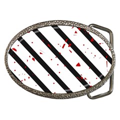 Elegant Black, Red And White Lines Belt Buckles