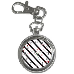 Elegant Black, Red And White Lines Key Chain Watches