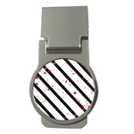 Elegant black, red and white lines Money Clips (Round)  Front