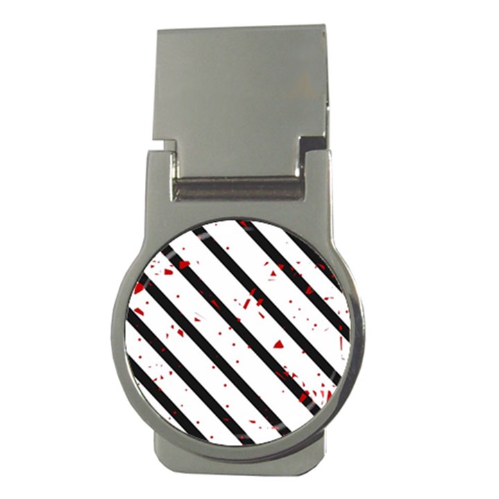 Elegant black, red and white lines Money Clips (Round) 