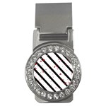 Elegant black, red and white lines Money Clips (CZ)  Front