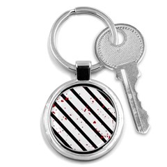 Elegant Black, Red And White Lines Key Chains (round) 