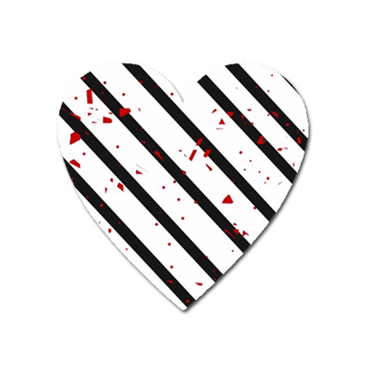 Elegant black, red and white lines Heart Magnet