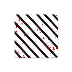 Elegant Black, Red And White Lines Square Magnet