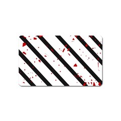 Elegant Black, Red And White Lines Magnet (name Card)