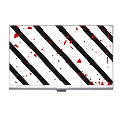 Elegant Black, Red And White Lines Business Card Holders