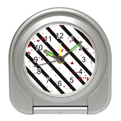 Elegant Black, Red And White Lines Travel Alarm Clocks