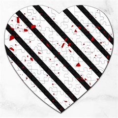 Elegant Black, Red And White Lines Jigsaw Puzzle (heart)